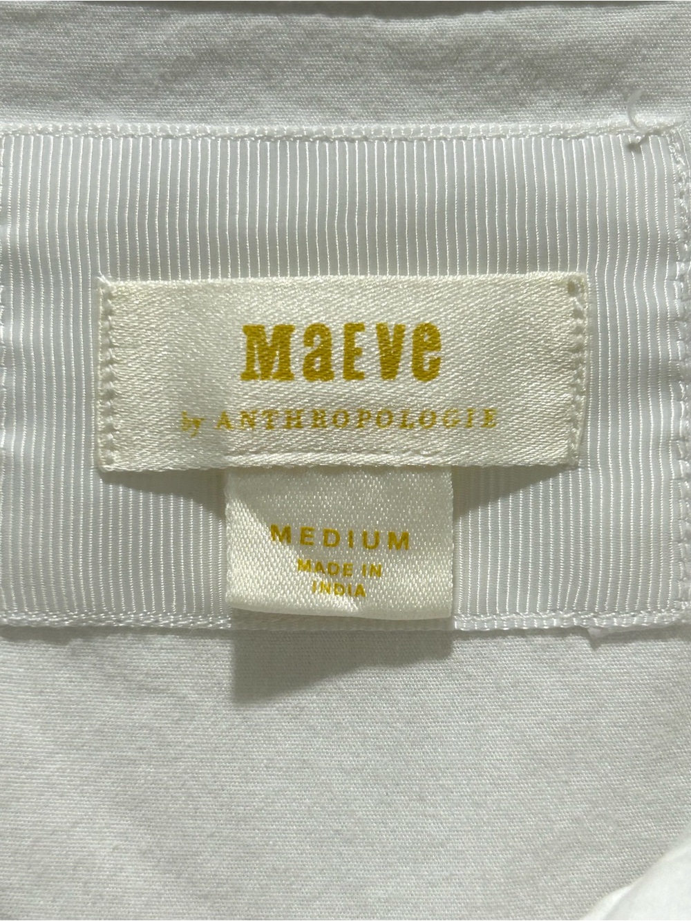 Anthropologie Maeve White Cotton Poplin Mini Shirt Dress w/ Bubble Hem - Medium - Picture 4 of 9